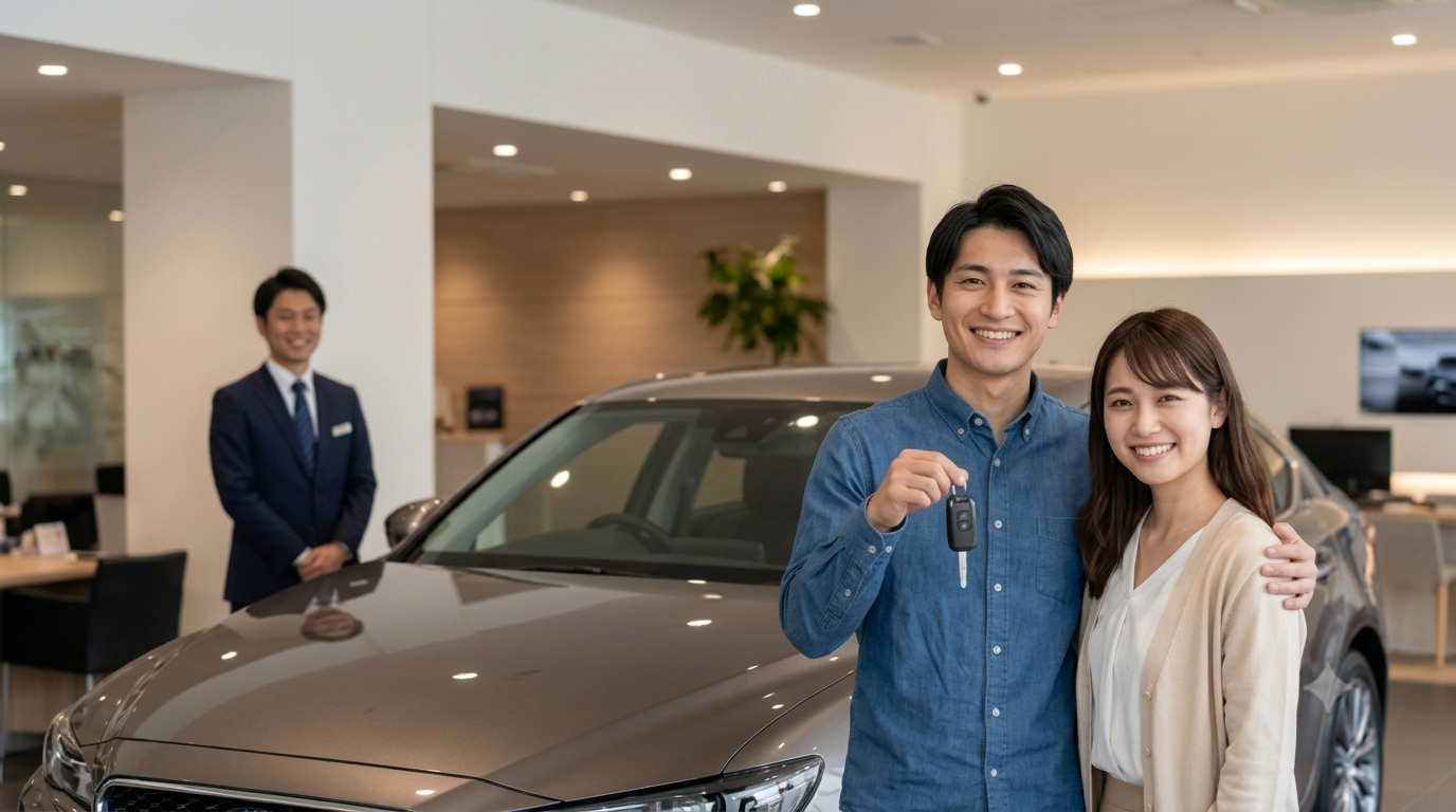 カーリースで新車を手にしたカップル